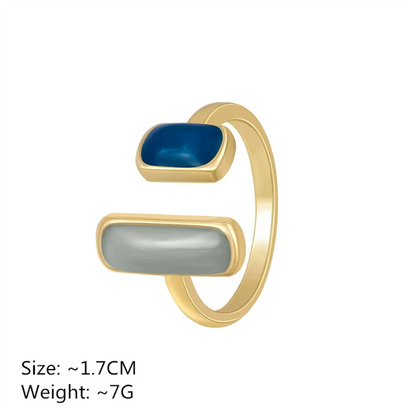 Square Blue Oil Dripping Ring