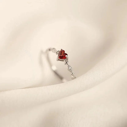 Luxury Red Heart Crystal Opening Ring