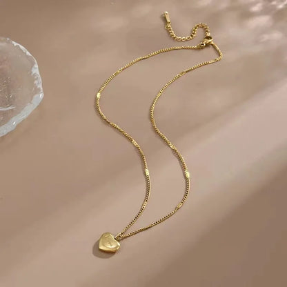 Trendy Simple Gold Color Heart Pendant Choker Necklace
