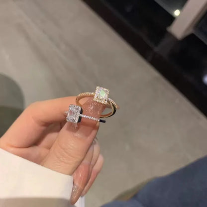 Luxury Adjustable Gold Square Moissanite Ring