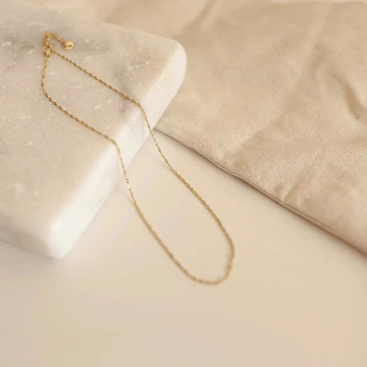 Gold-Plated Stainless Steel Thin Chain Necklace